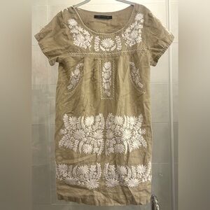 ZARA Woman Embroidered Shift Dress – Size L 🌼🤍
